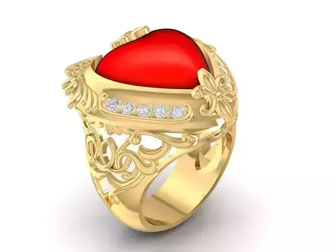 Luxury Heart Shape Ruby Diamond Ring for Women  874