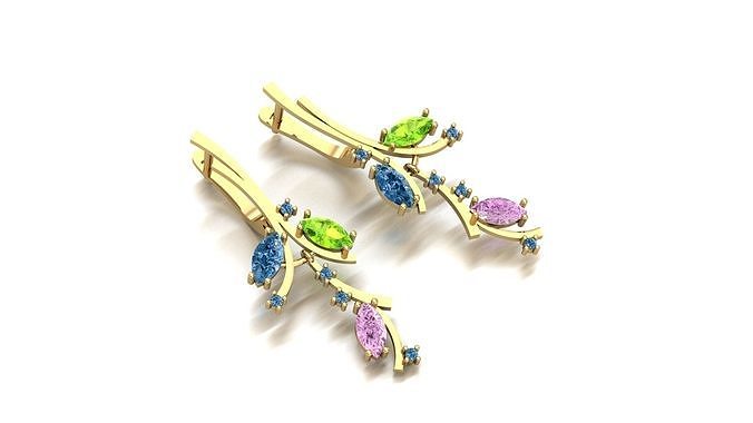 Earrings with diamonds und2037 3D print model