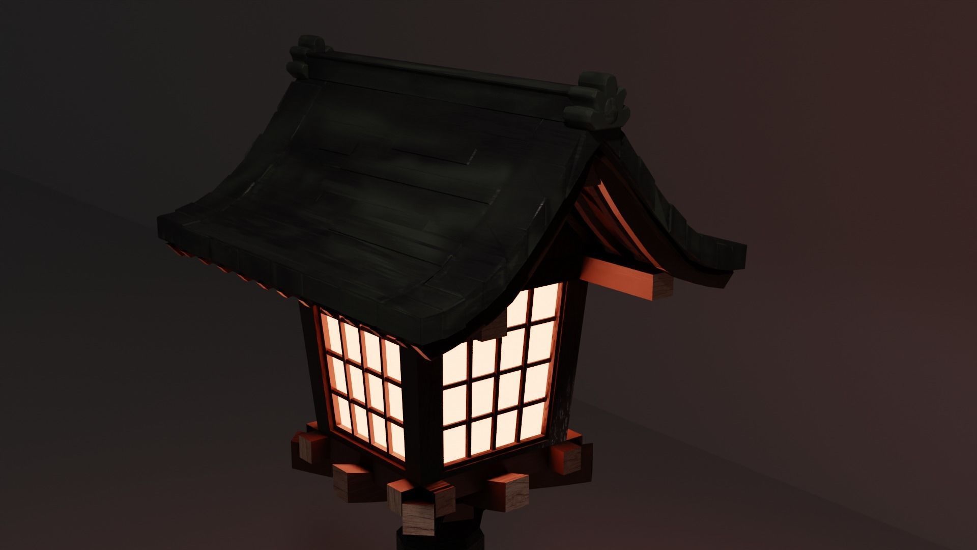 Japanese Wooden Lantern Light Free low-poly 3D model_3