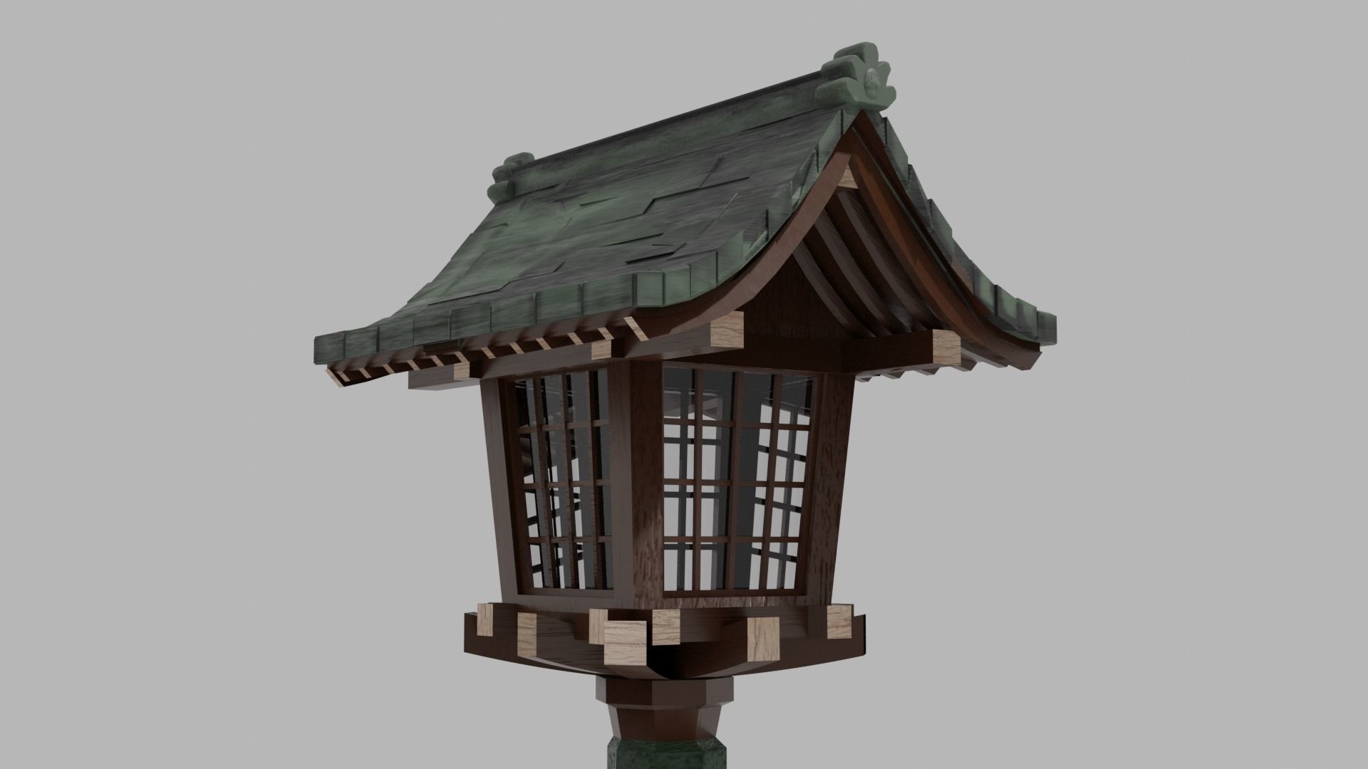 Japanese Wooden Lantern Light Free low-poly 3D model_4