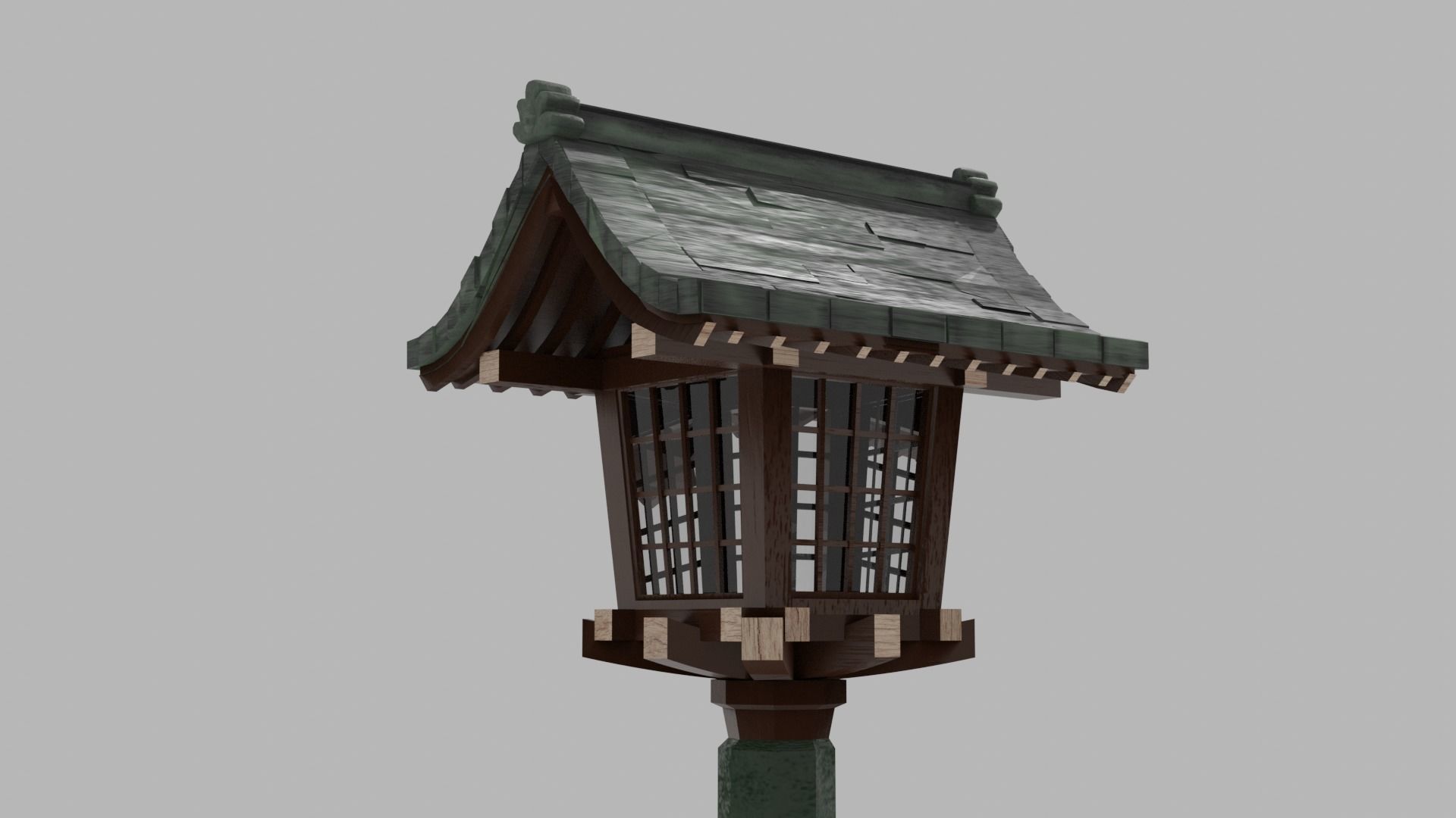 Japanese Wooden Lantern Light Free low-poly 3D model_6