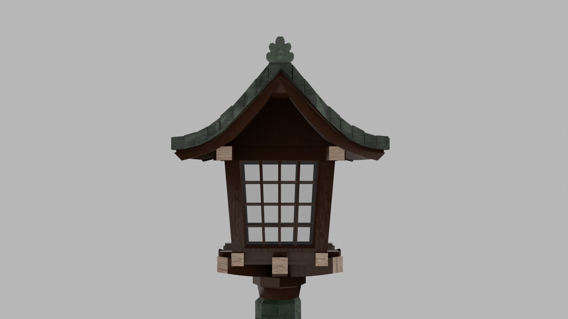 Japanese Wooden Lantern Light Free low-poly 3D model_8