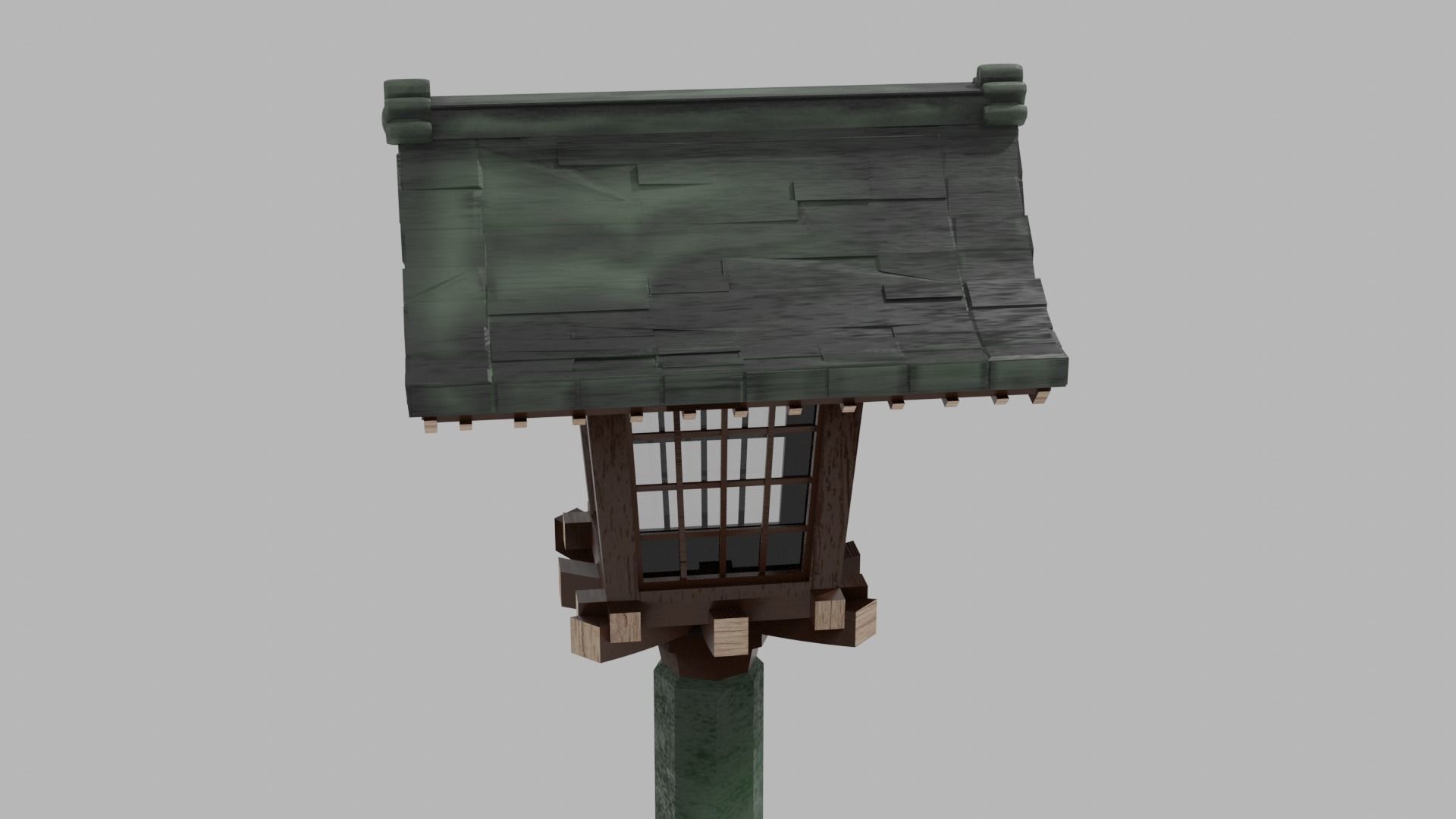 Japanese Wooden Lantern Light Free low-poly 3D model_5