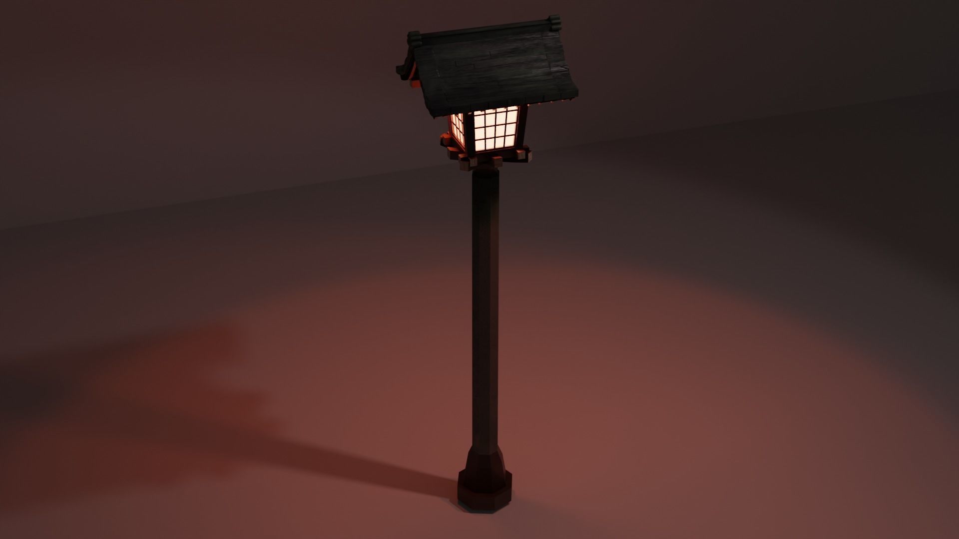 Japanese Wooden Lantern Light Free low-poly 3D model_1
