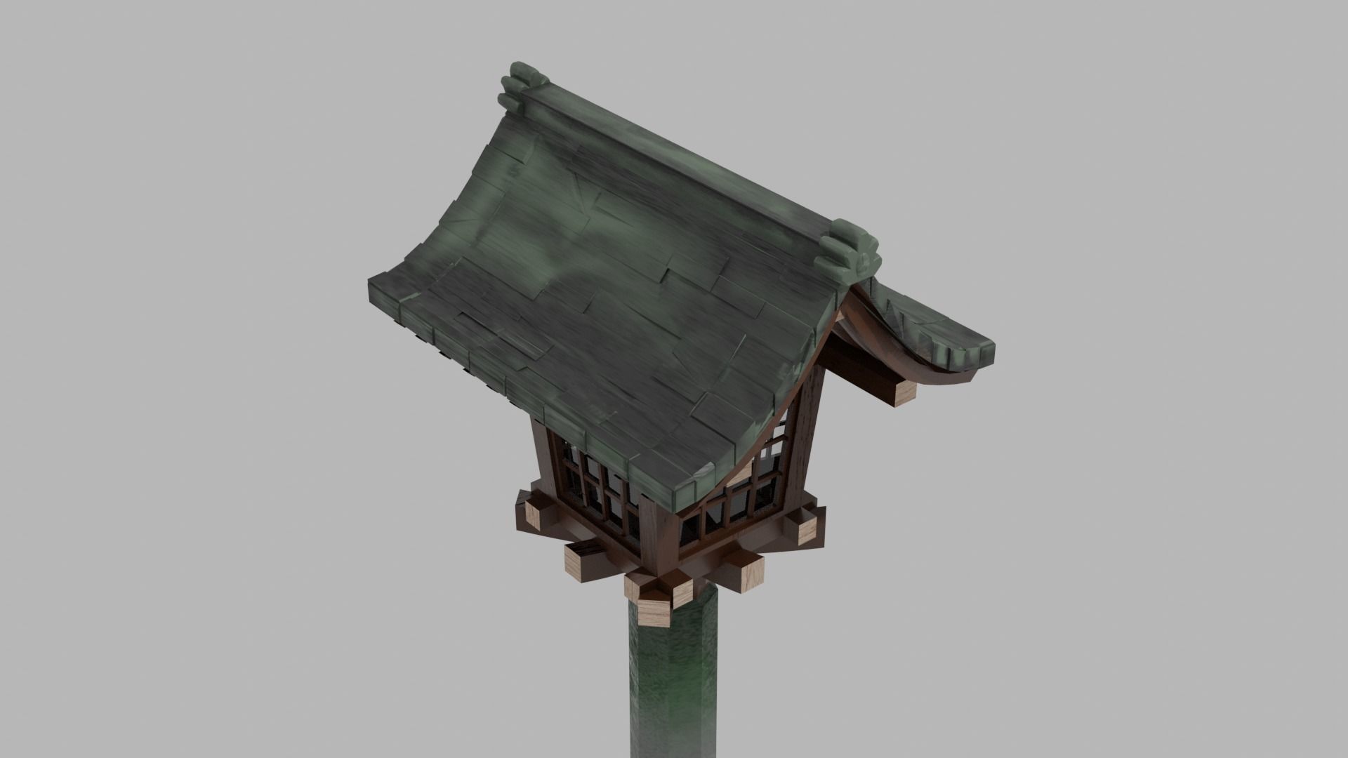 Japanese Wooden Lantern Light Free low-poly 3D model_7