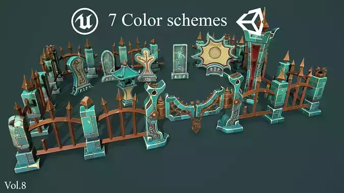 Fantasy cemetery 2 Low-poly 3D model
