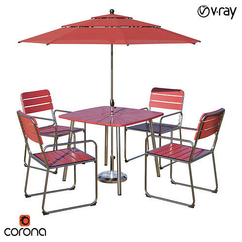 Teillon Oval 4 - Person  Long Dining Set 2 3D model