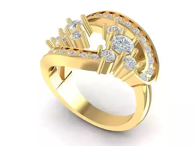Luxury Multi Layer Diamond Gold Ring for Women 876 3D print model