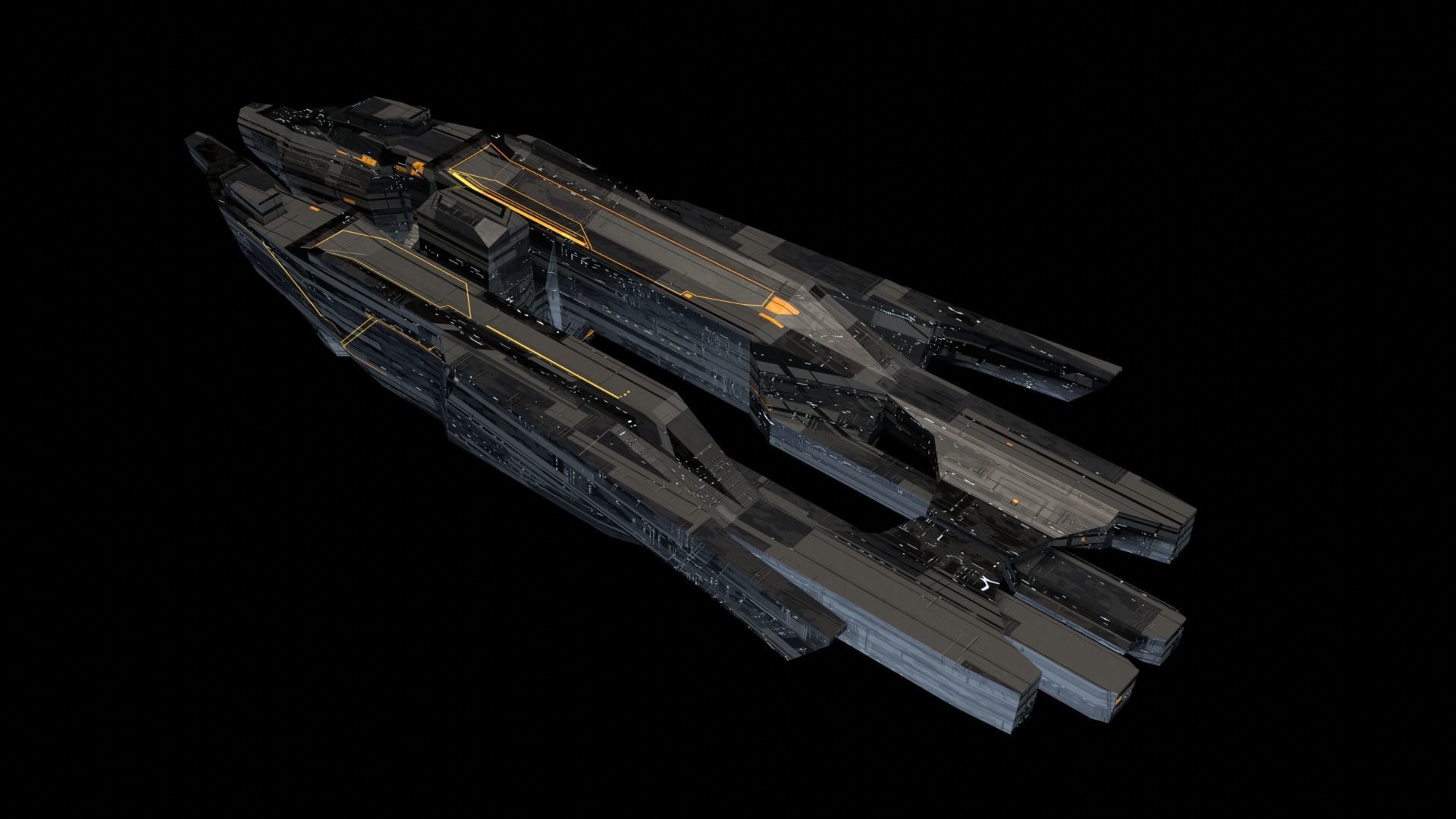 Spaceship fleet 3D asset pack Low-poly 3D model_10