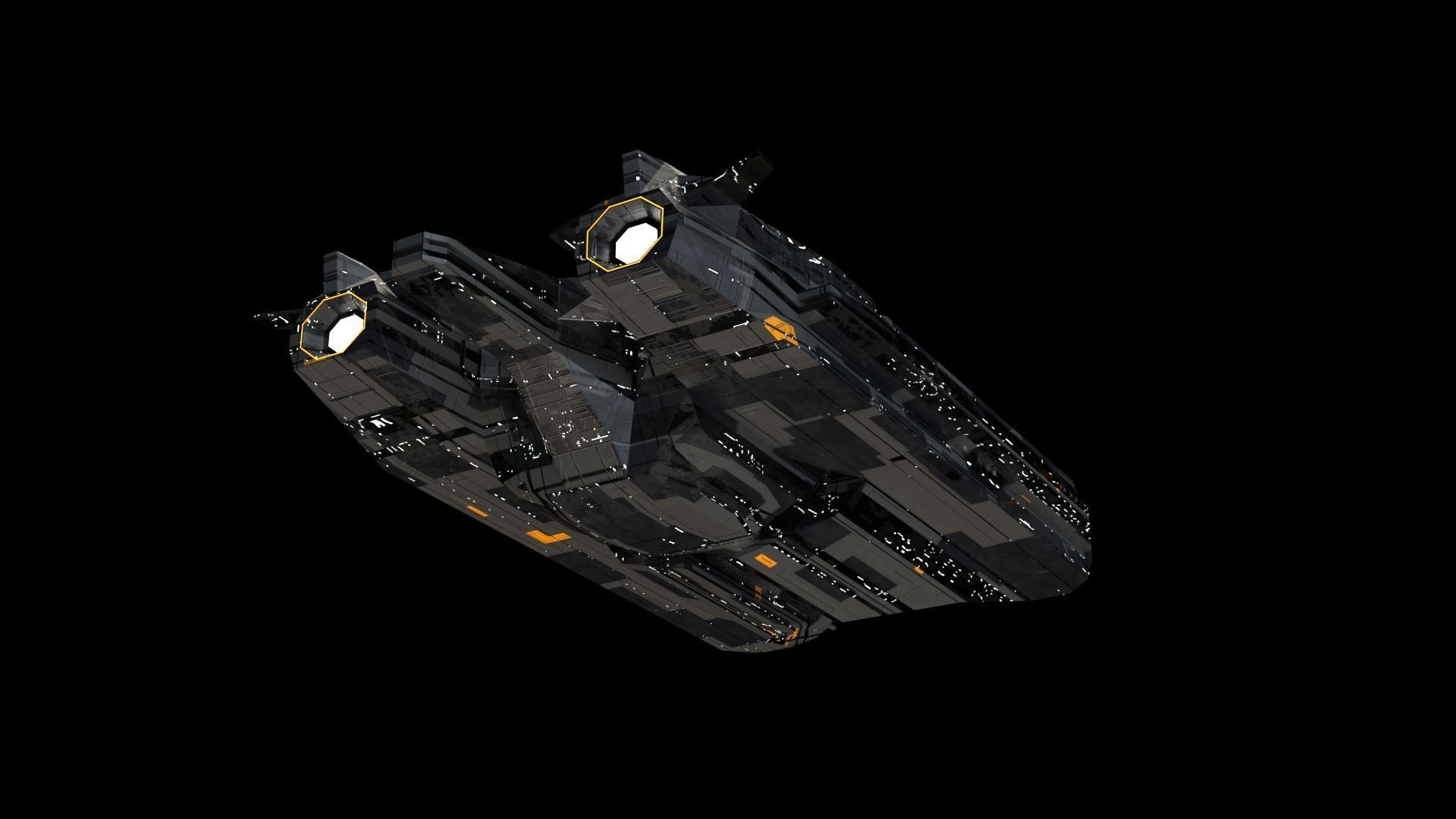 Spaceship fleet 3D asset pack Low-poly 3D model_9