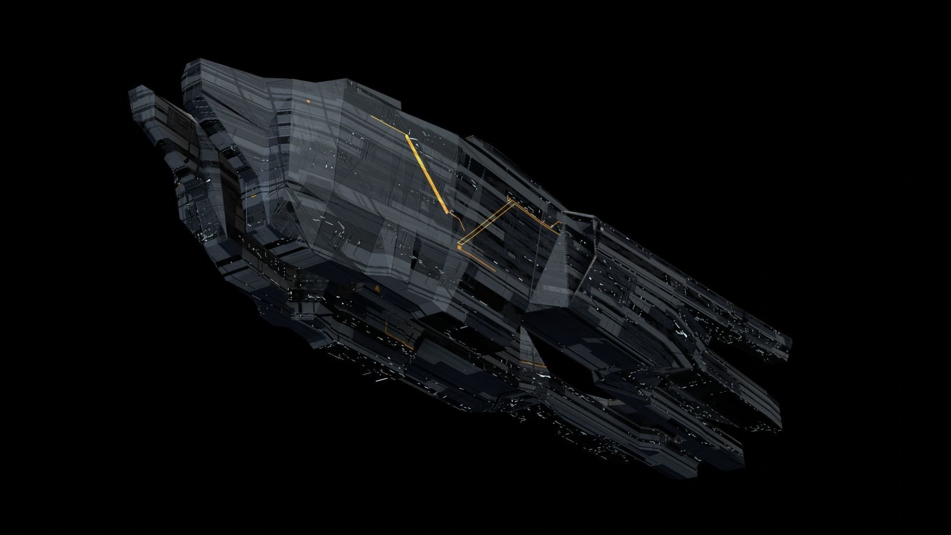 Spaceship fleet 3D asset pack Low-poly 3D model_12