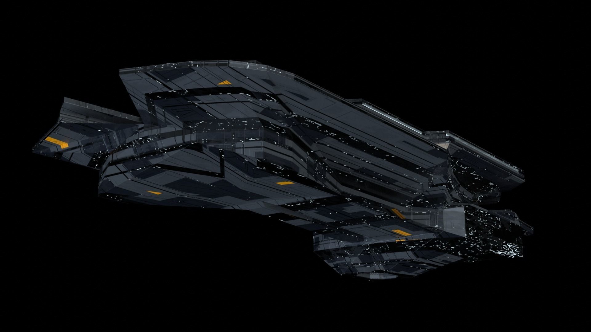 Spaceship fleet 3D asset pack Low-poly 3D model_15
