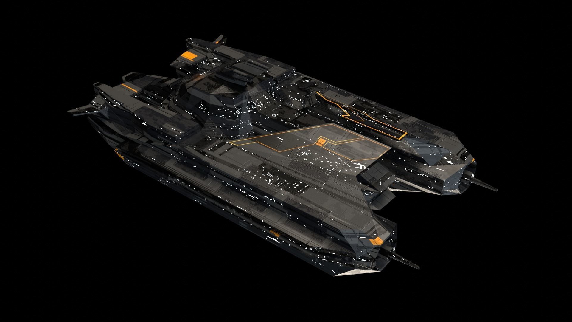 Spaceship fleet 3D asset pack Low-poly 3D model_7