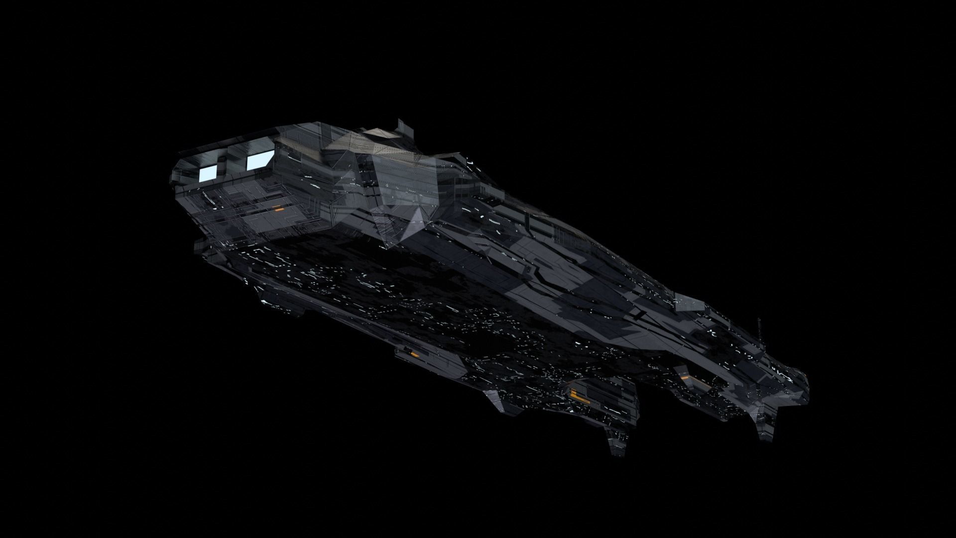 Spaceship fleet 3D asset pack Low-poly 3D model_6