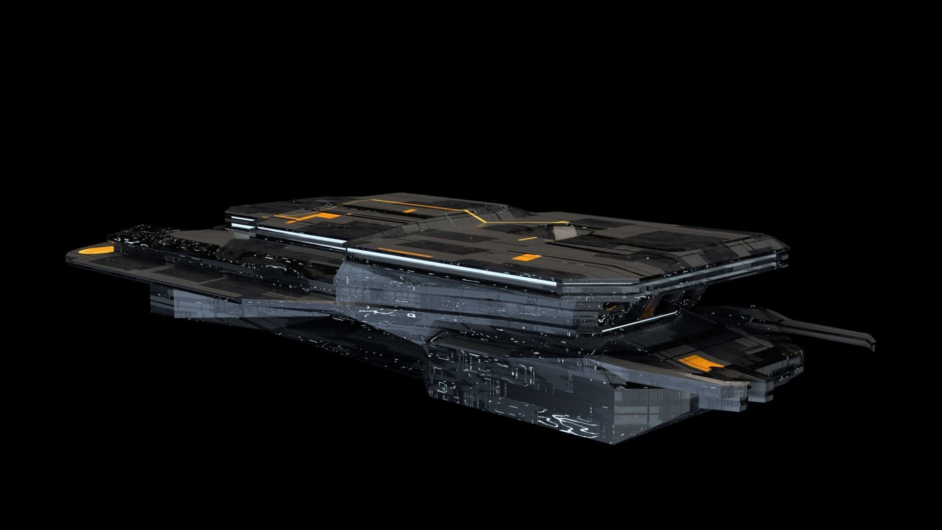 Spaceship fleet 3D asset pack Low-poly 3D model_13