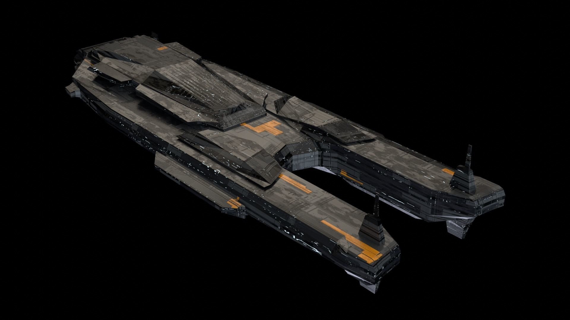 Spaceship fleet 3D asset pack Low-poly 3D model_2