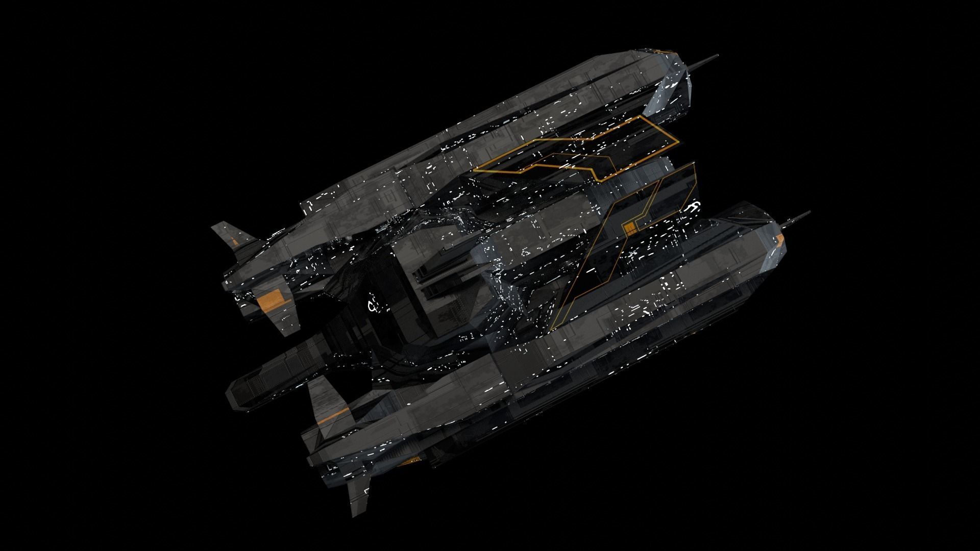 Spaceship fleet 3D asset pack Low-poly 3D model_8