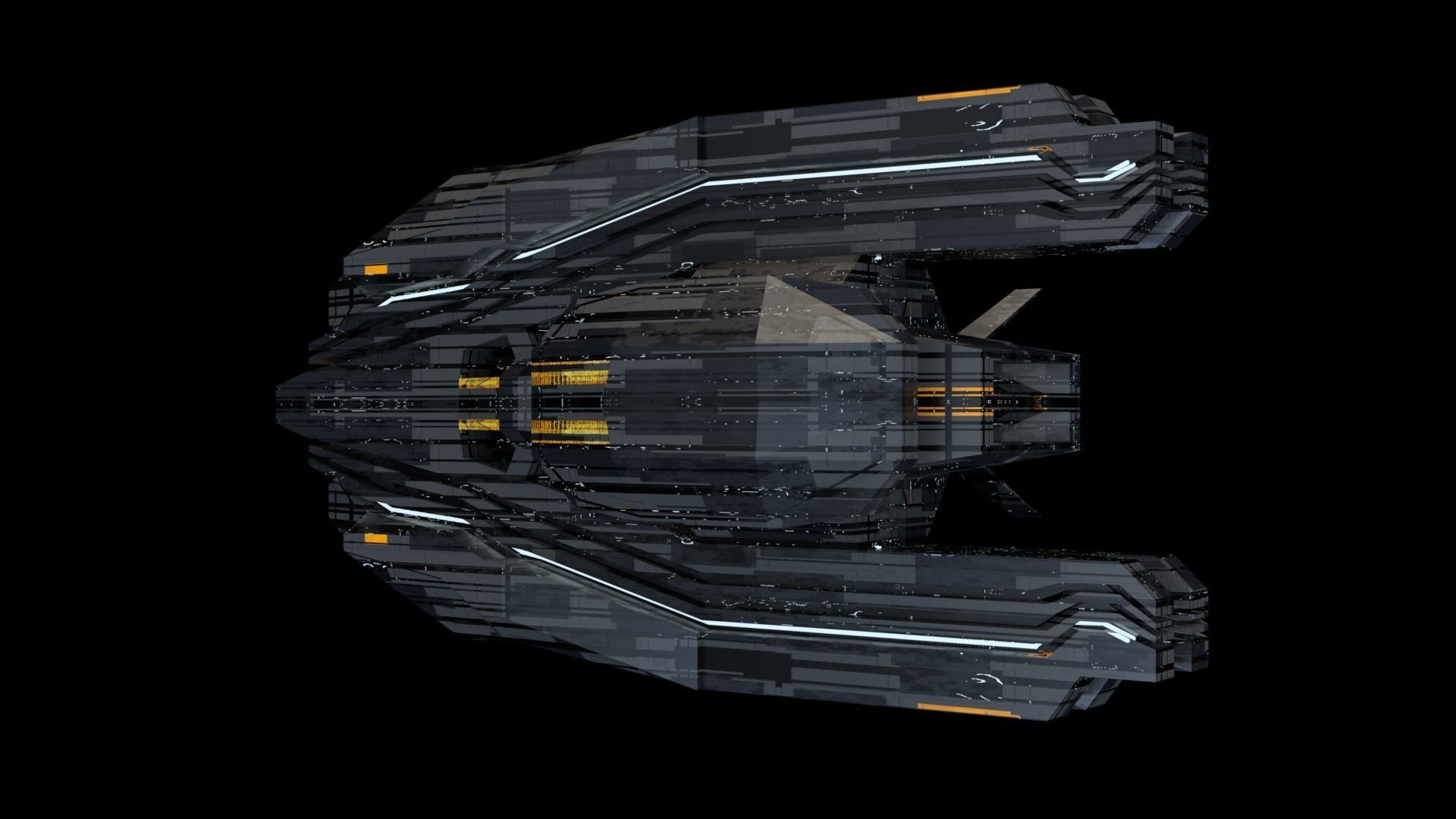 Spaceship fleet 3D asset pack Low-poly 3D model_5