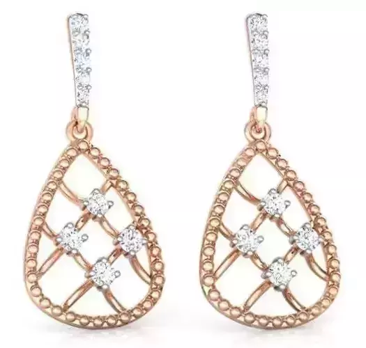 EARING rose gold diamond drop earrings 3D model