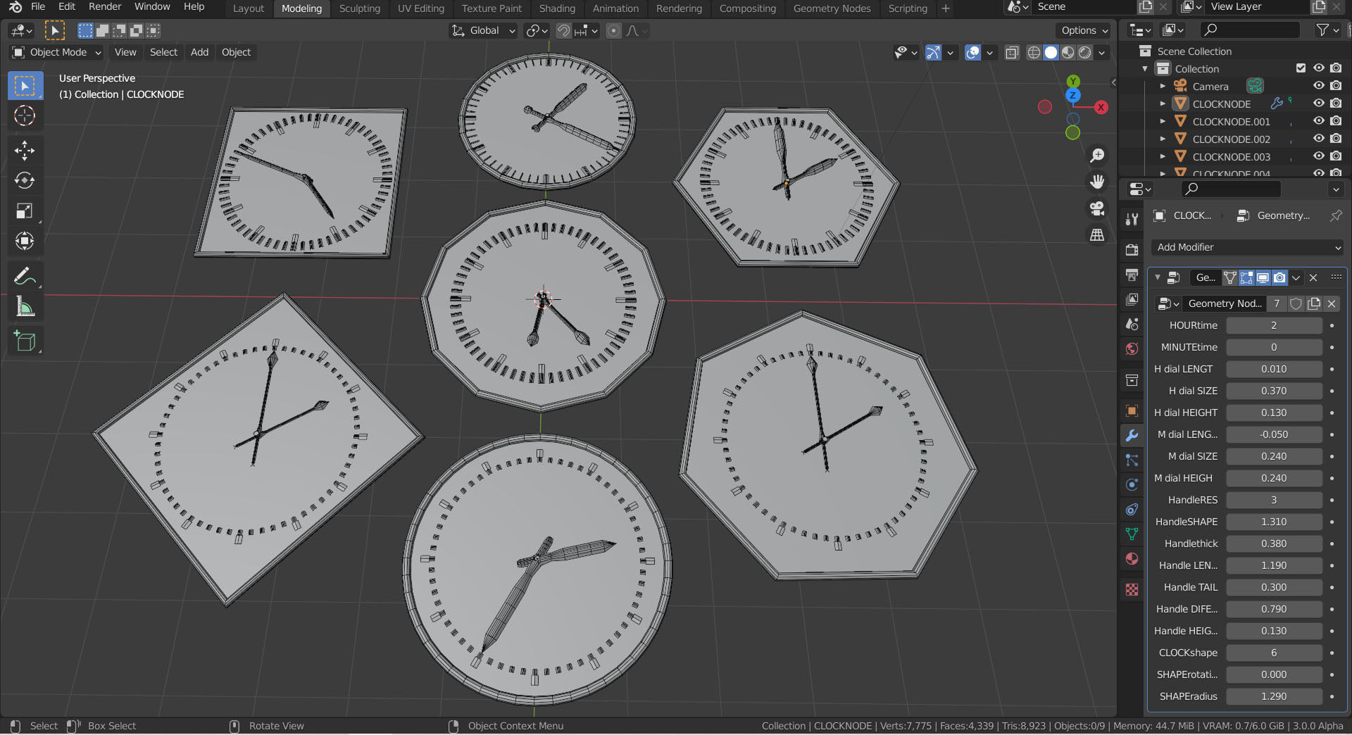 Clock - Geometry nodes Low-poly 3D model_4