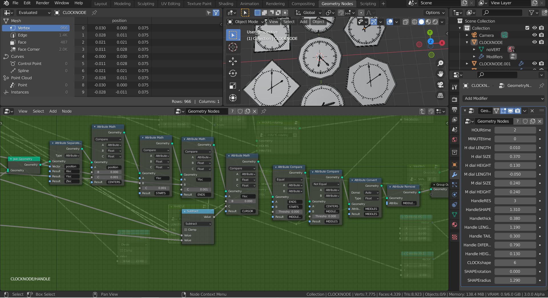 Clock - Geometry nodes Low-poly 3D model_10