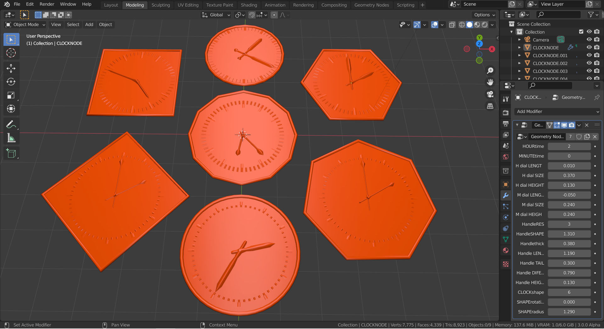 Clock - Geometry nodes Low-poly 3D model_3