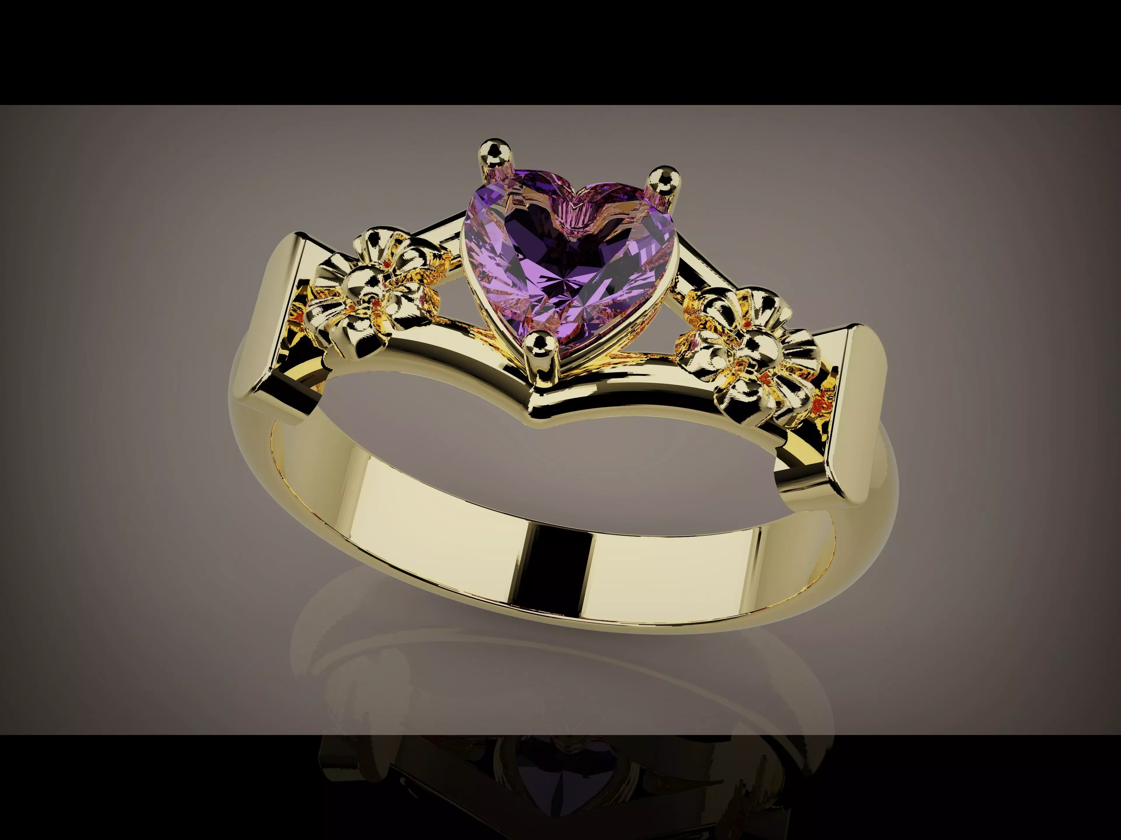 Heart flowers Ring for female Free 3D print model