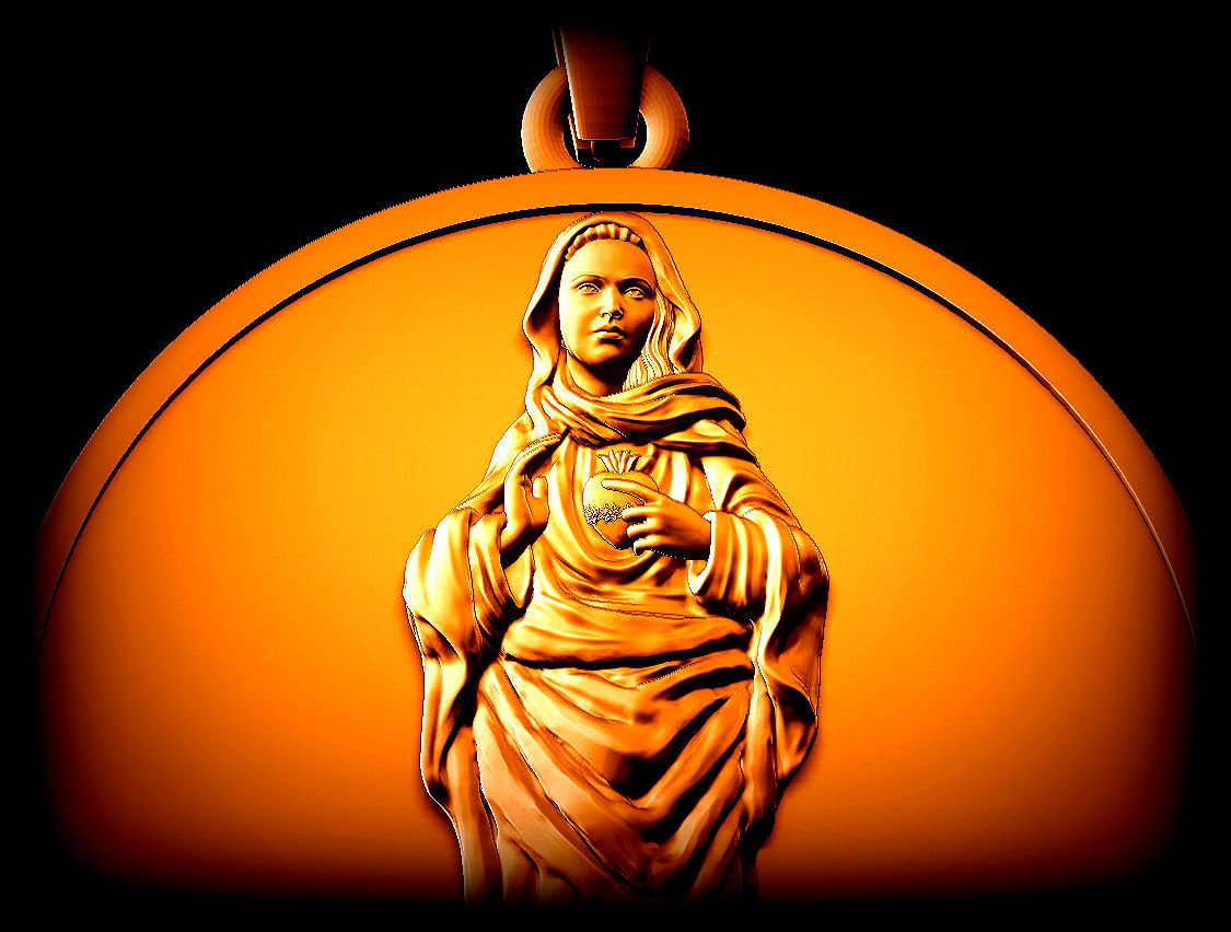 Virgin Mary Pendant 3D print model_9