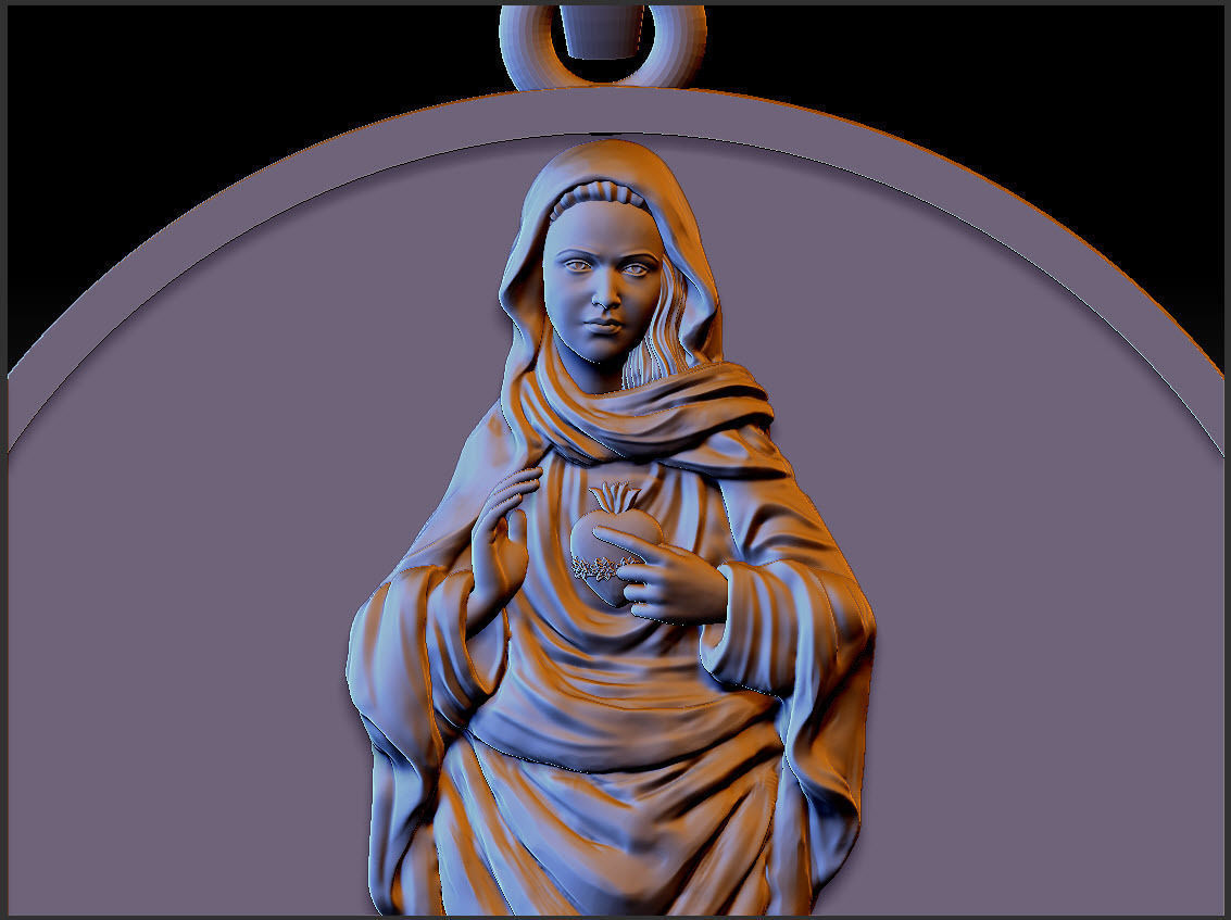 Virgin Mary Pendant 3D print model_7