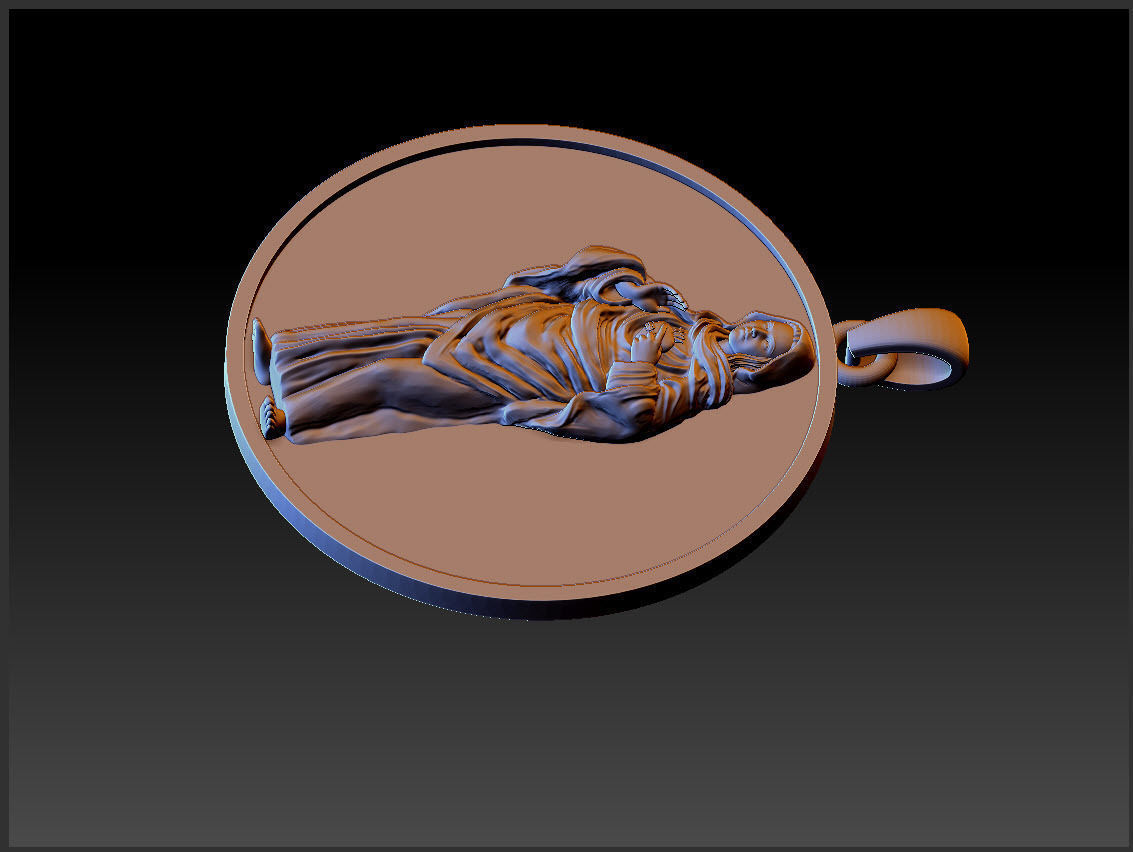 Virgin Mary Pendant 3D print model_3