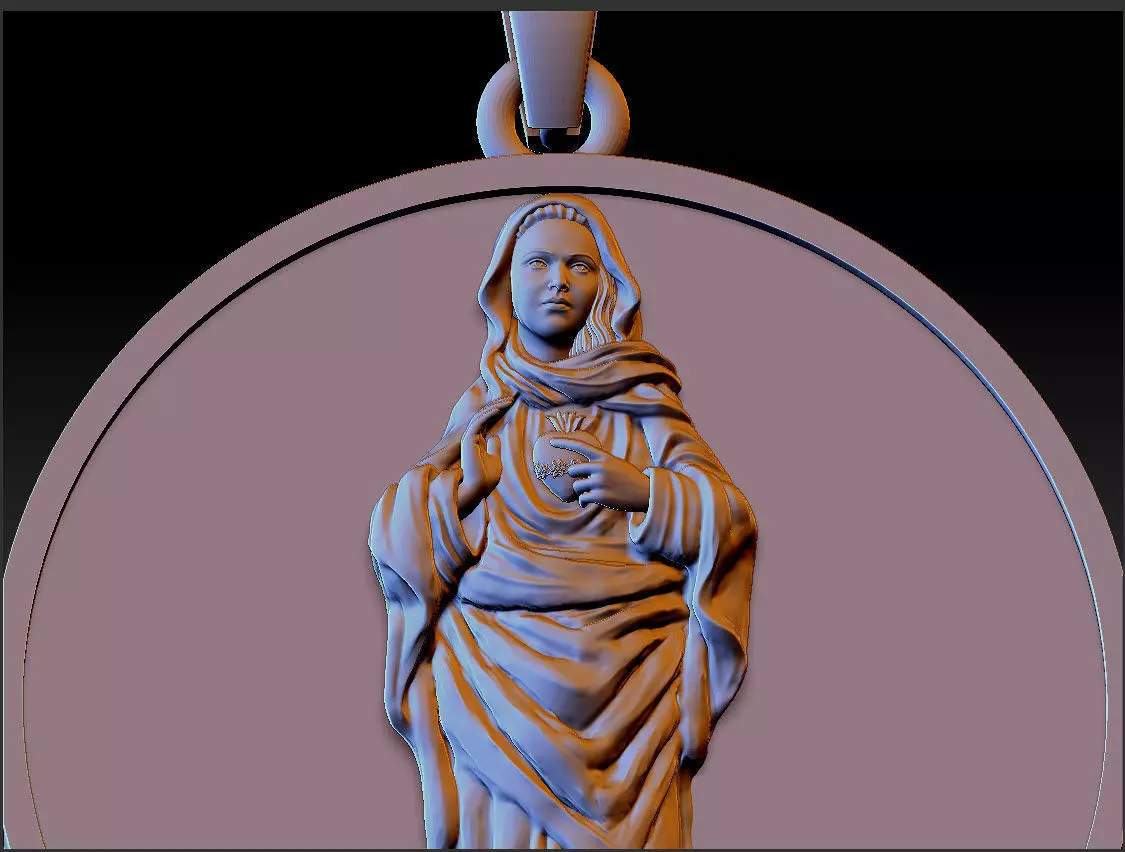 Virgin Mary Pendant 3D print model_0
