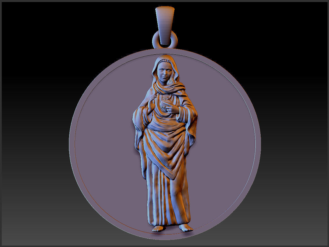 Virgin Mary Pendant 3D print model_2