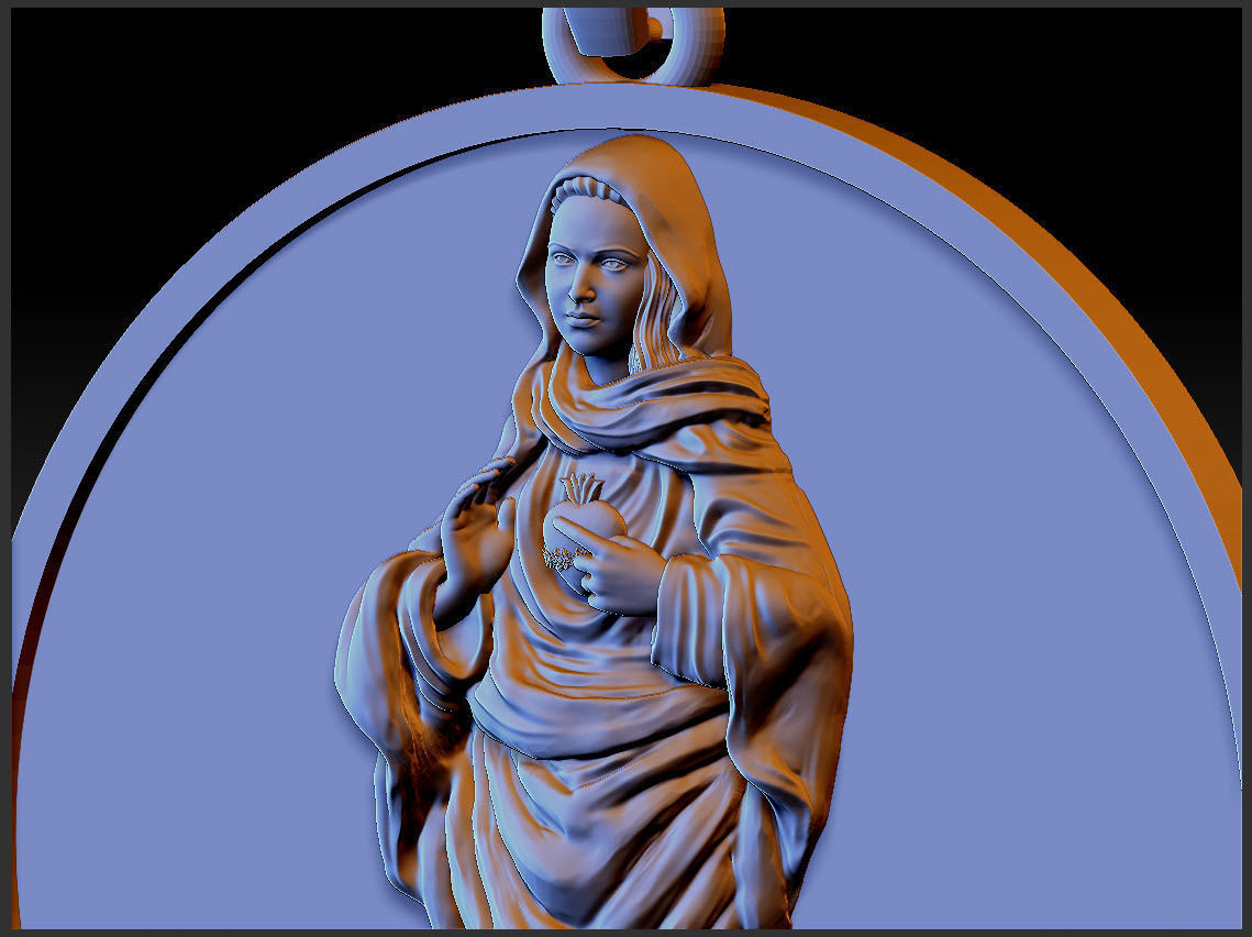 Virgin Mary Pendant 3D print model_4