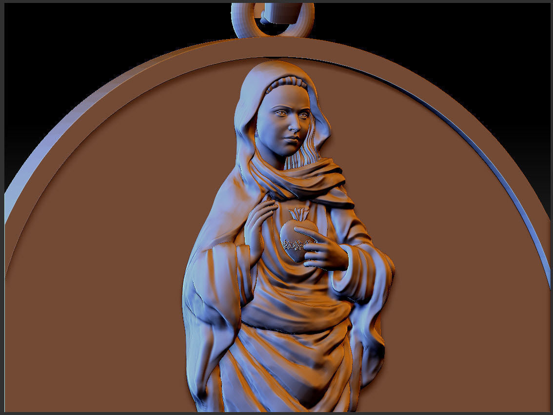 Virgin Mary Pendant 3D print model_10