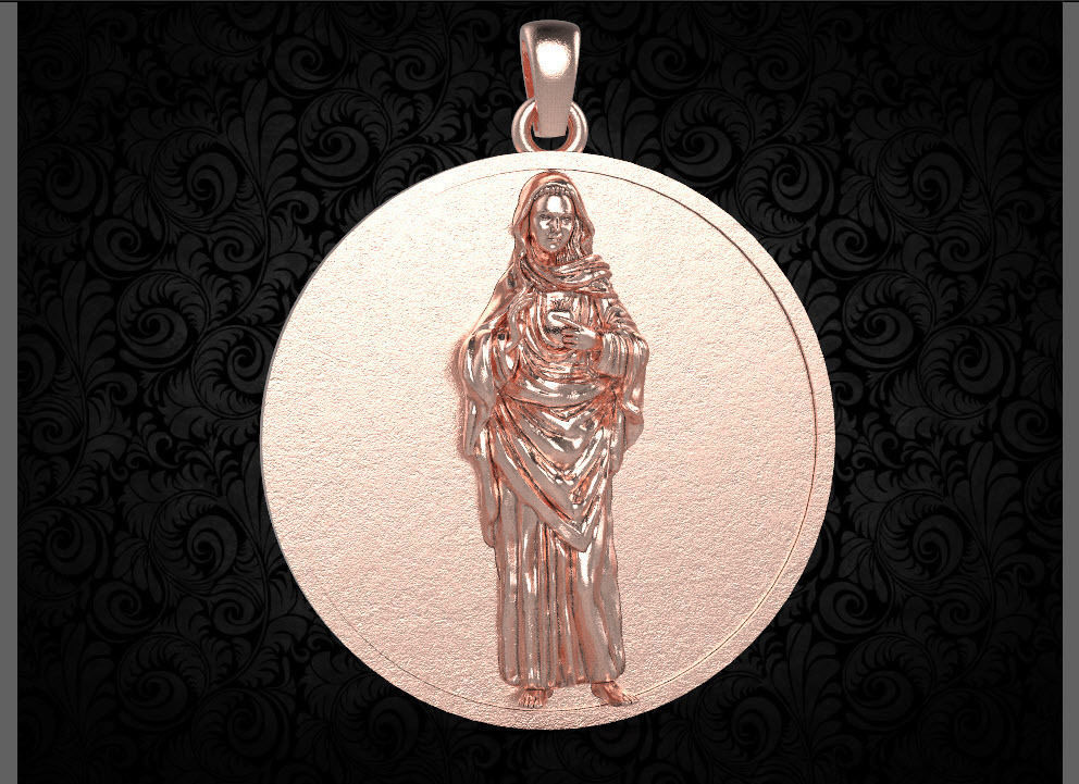 Virgin Mary Pendant 3D print model_5