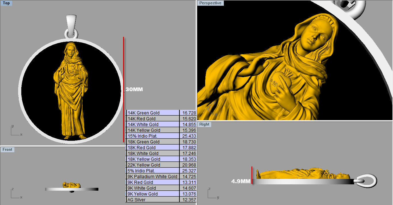 Virgin Mary Pendant 3D print model_1