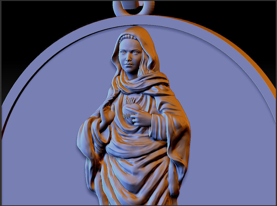 Virgin Mary Pendant 3D print model_6