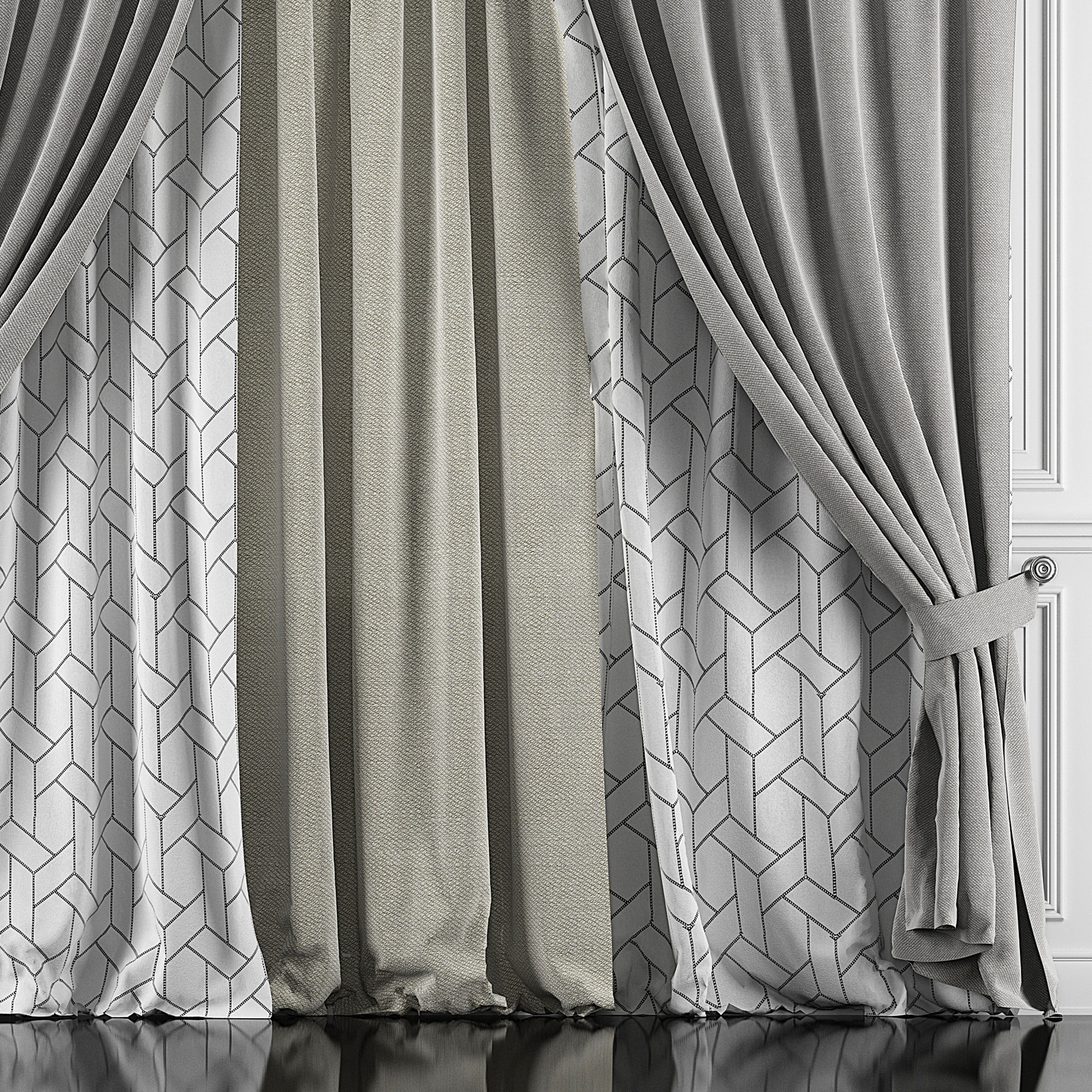 Curtain Set 428 3D model_2