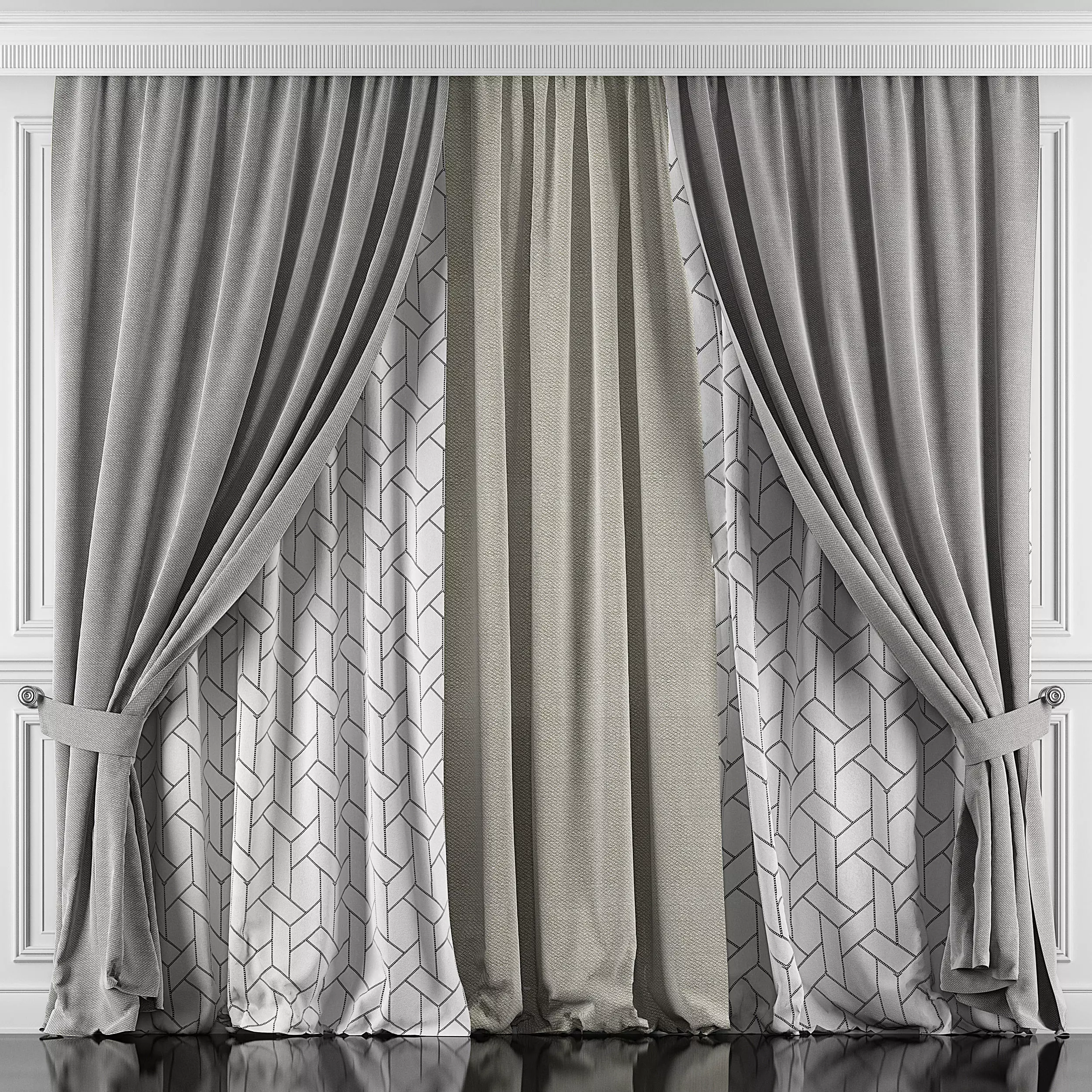 Curtain Set 428 3D model_0