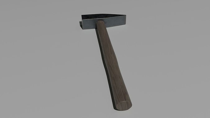 Hammer with wooden handle 3D model