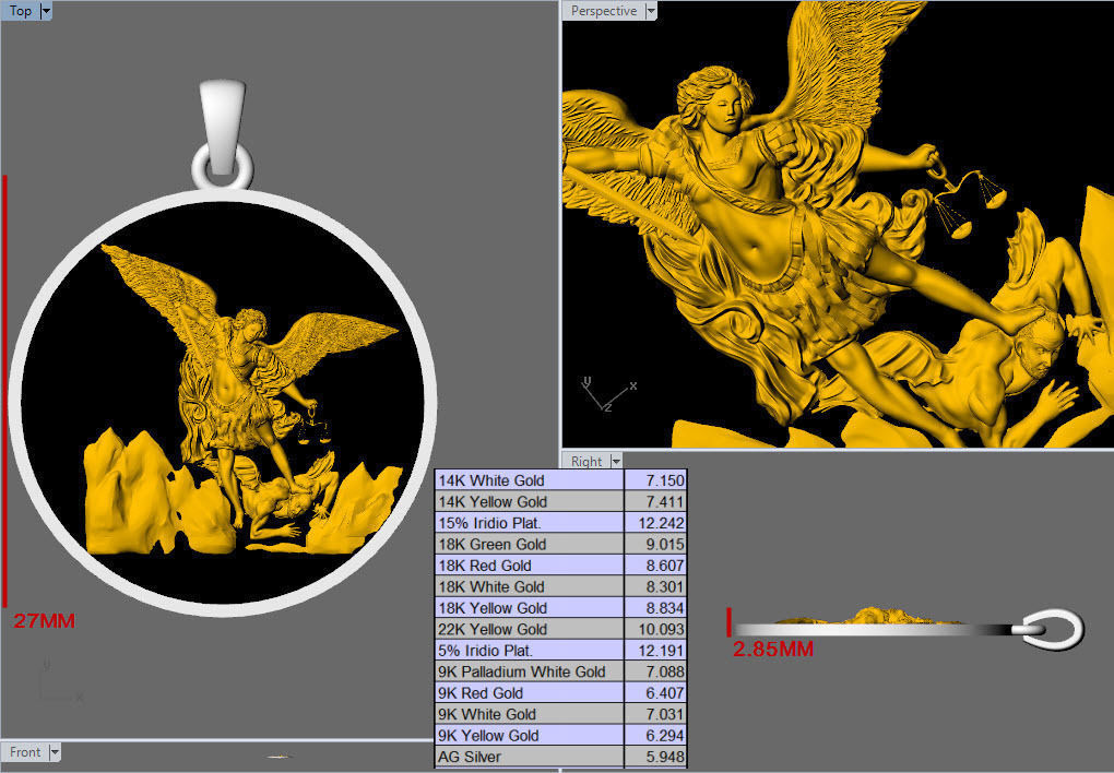 Archangel saint Michael Bas-Relief pendant 3D print model_2