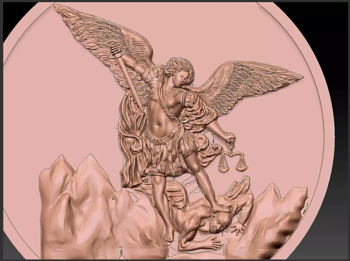 Archangel saint Michael Bas-Relief pendant 3D print model_0