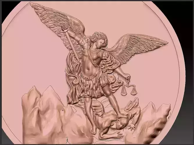 Archangel saint Michael Bas-Relief pendant  3D print model