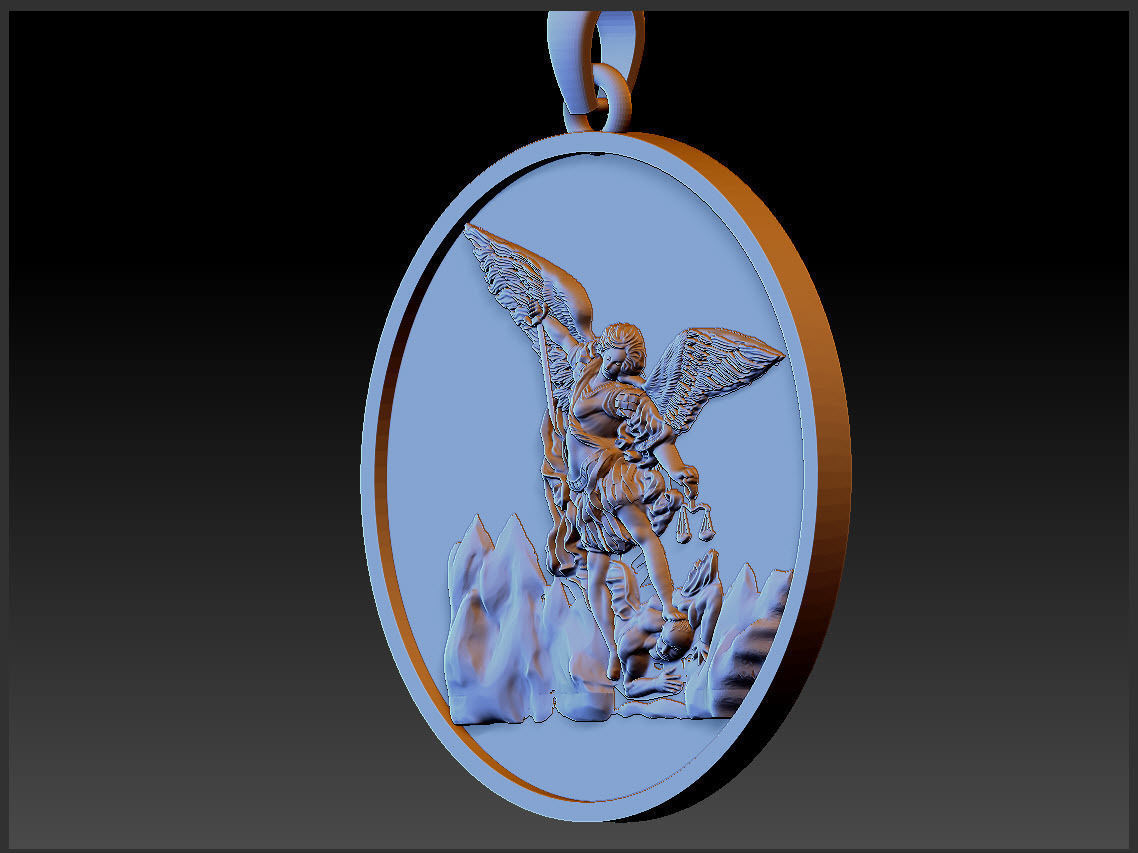 Archangel saint Michael Bas-Relief pendant 3D print model_5