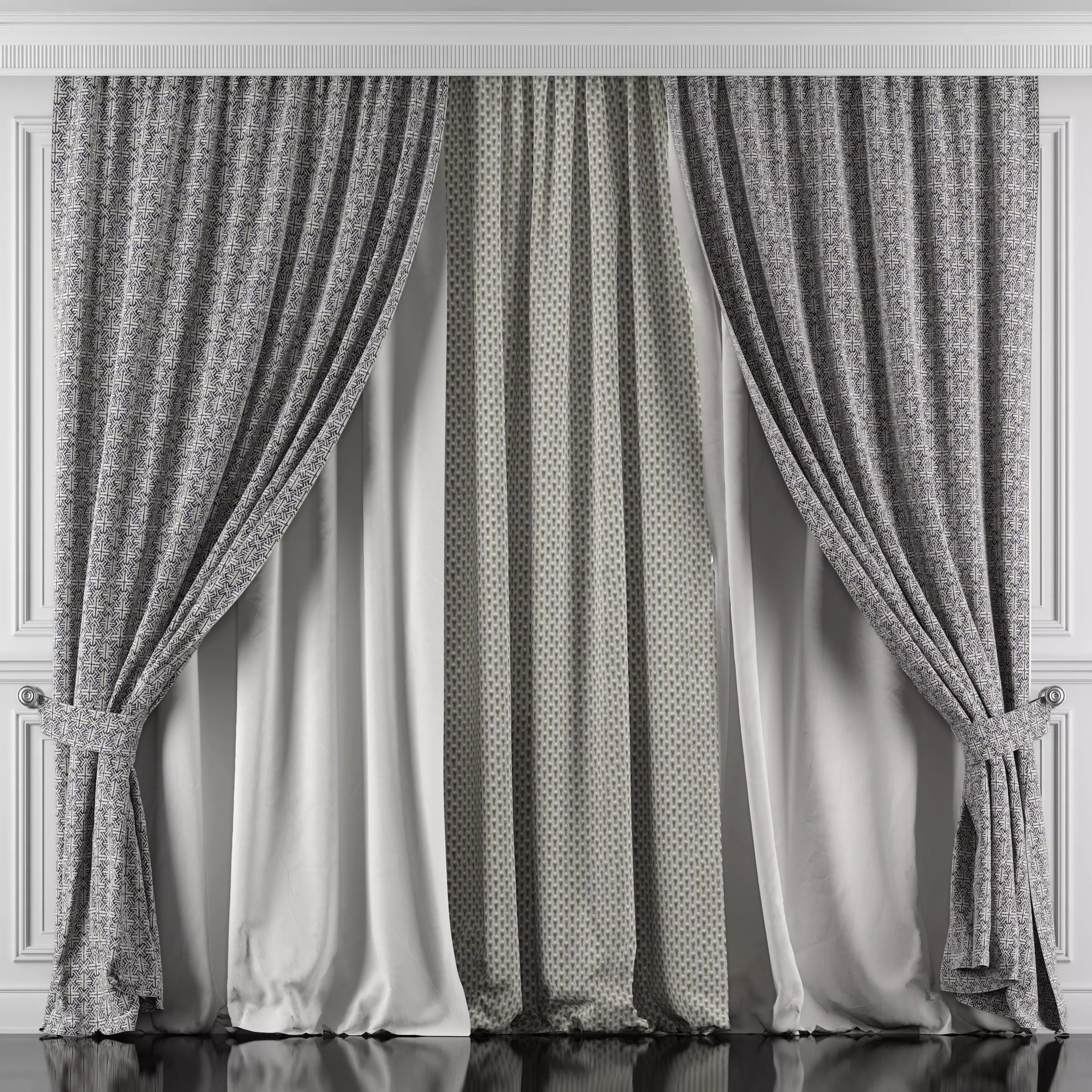 Curtain Set 439 3D model_0