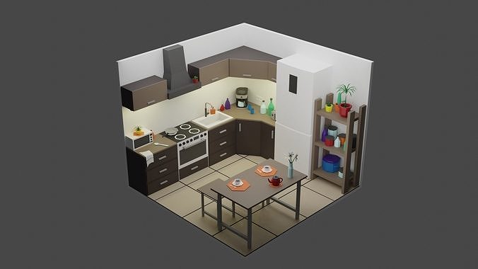 Kitchen Room 5 Low-poly 3D model