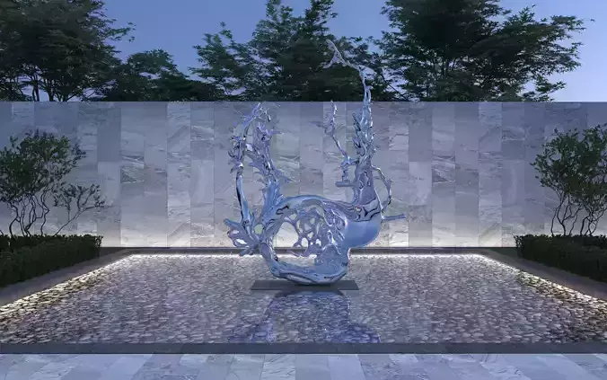 Sculpture in middle of garden 3D model