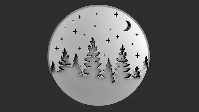 STL models for 3D printing and CNC night forest 3D print model