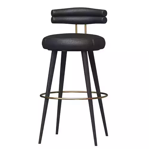 Betsy Bar chair leather metal material black color 3D model