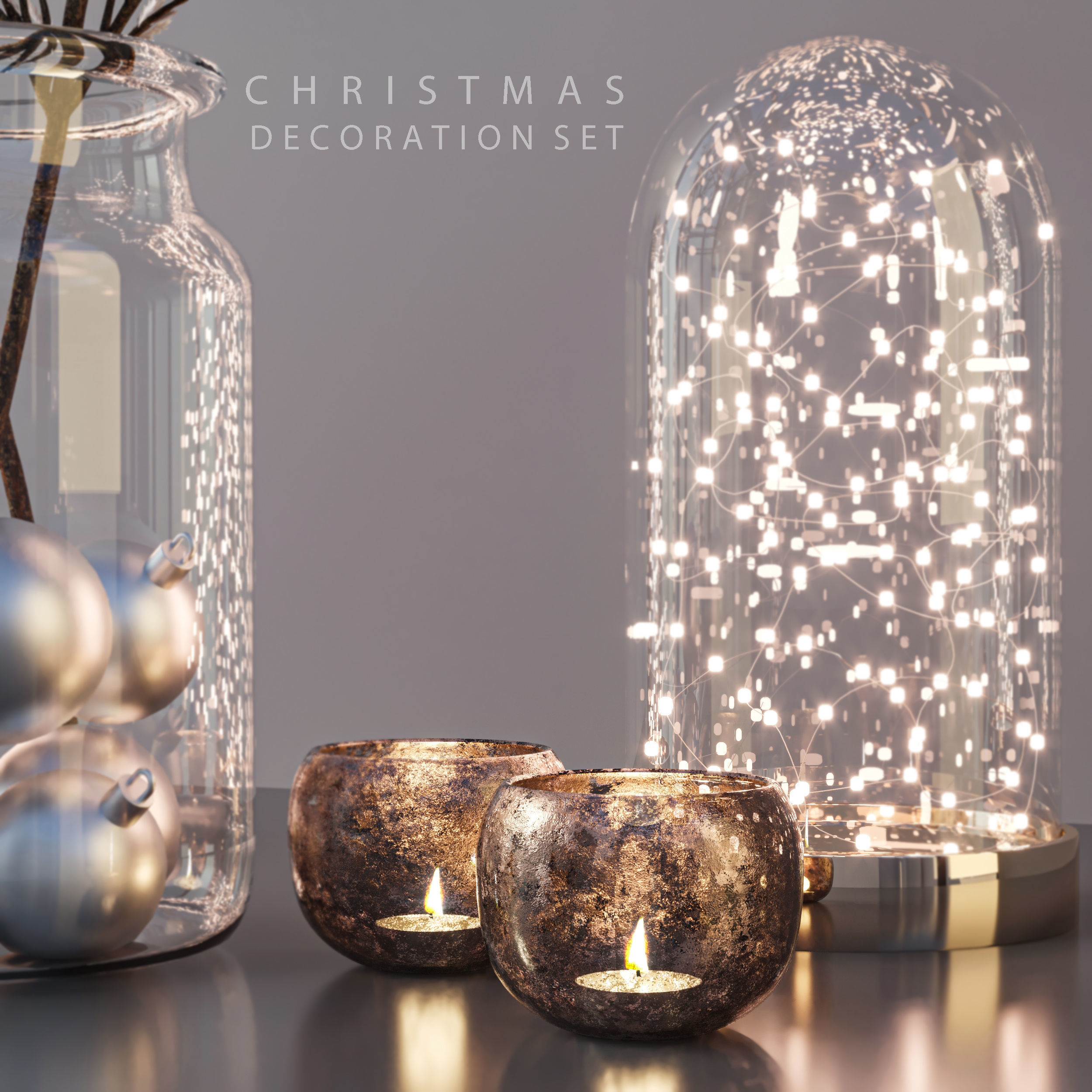 Christmas Decoration Set 3D model_1